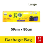 Go Green Garbage Bags | Large | 15 Count | 15 Bags X 1 Rolls | 24 X 32 Inches | For Dry & Wet Waste | Black